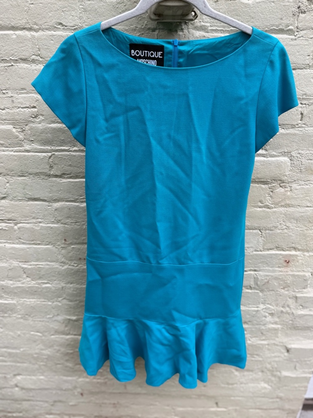 NWT Moschino virgin wool peplum electric blue dress